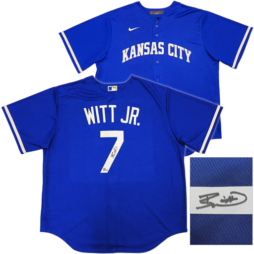 Kansas City Royals Bobby Witt Jr. Autographed Blue Nike Jersey Size XXL Beckett BAS Witness