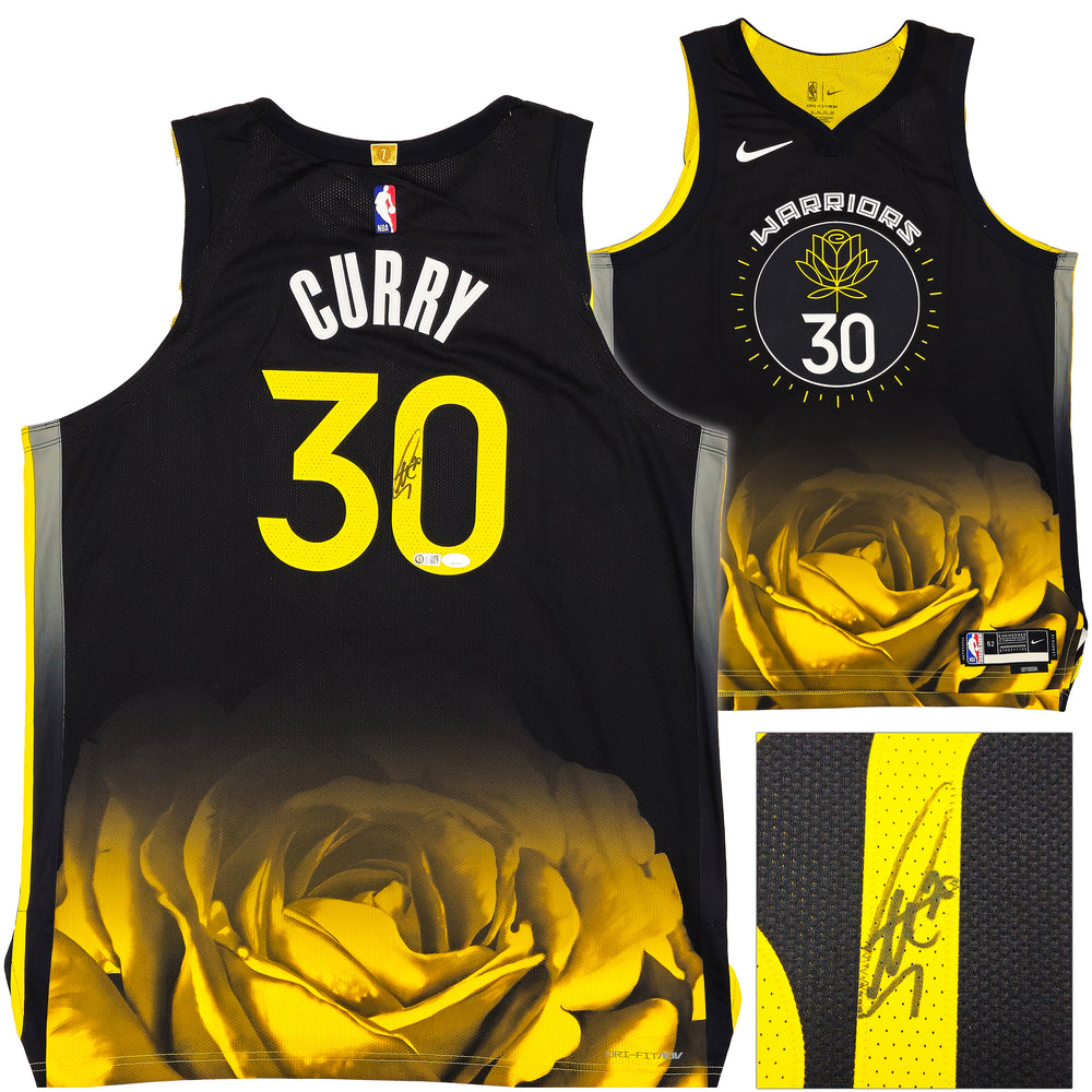 Golden State Warriors Stephen Curry Autographed Black Nike City Edition Jersey Size 52+2 JSA