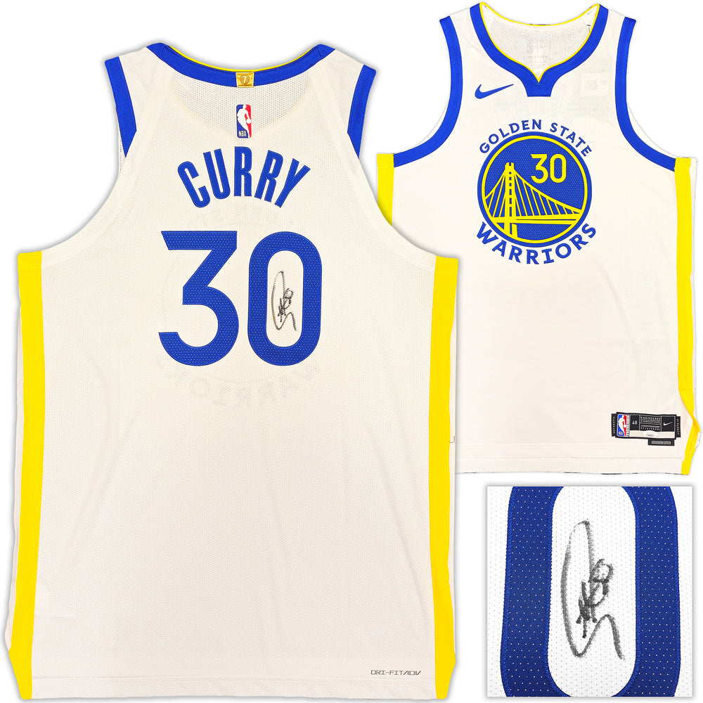 Golden State Warriors Stephen Curry Autographed White Nike Association Edition Jersey Size 48+2 JSA