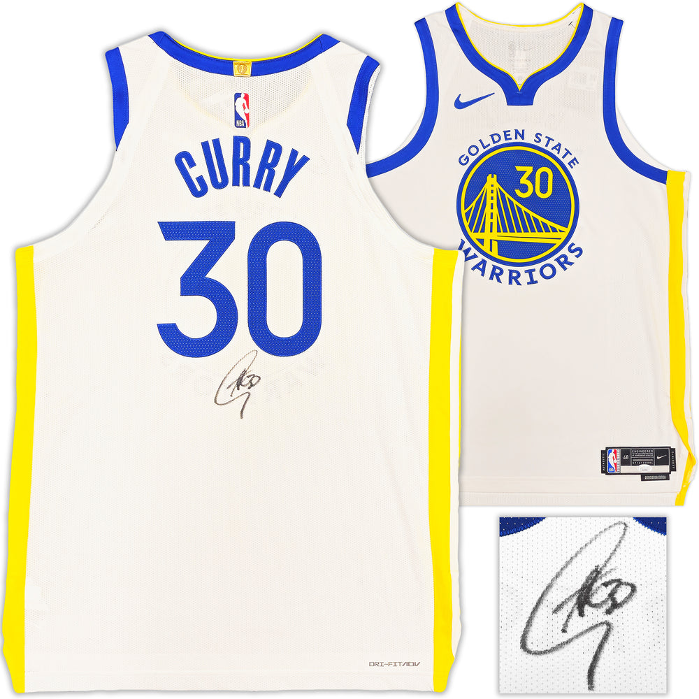 Golden State Warriors Stephen Curry Autographed White Nike Association Edition Jersey Size 48+2 JSA