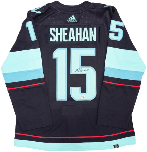 Seattle Kraken Riley Sheahan Autographed Blue Adidas Authentic Jersey Size 54 With Inaugural Season Patch Fanatics Holo
