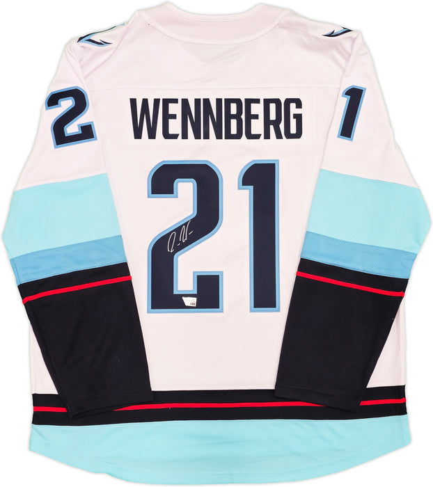 Seattle Kraken Alexander Wennberg Autographed White Fanatics Breakaway Jersey Size XL With Inaugural Season Patch Fanatics Holo