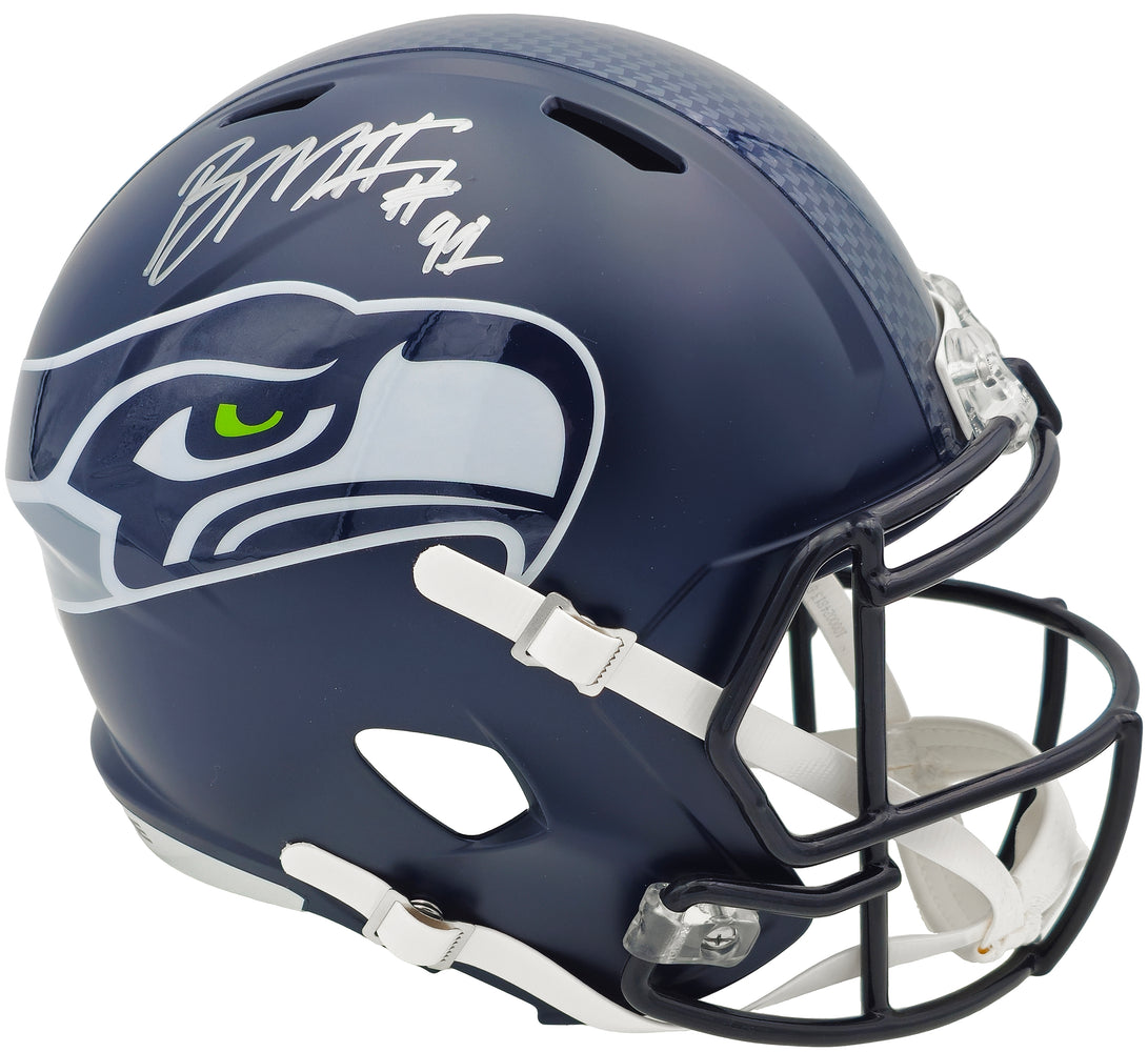 Byron Murphy II Autographed Seattle Seahawks Blue Full Size Speed Replica Helmet MCS Holo