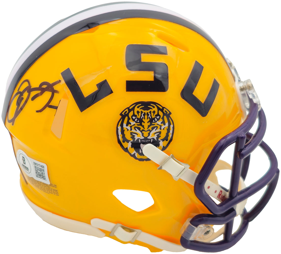 Odell Beckham Jr. Autographed LSU Tigers Yellow Speed Mini Helmet Beckett BAS Witness