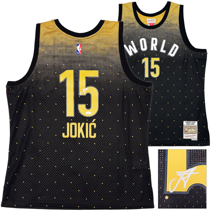 Denver Nuggets Nikola Jokic Autographed Black Authentic Mitchell & Ness HWC Swingman 2016 All Star Game World Jersey Size XL JSA