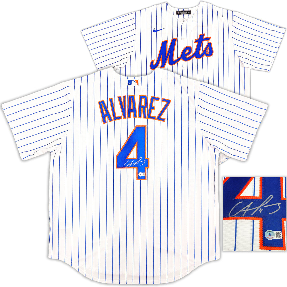New York Mets Francisco Alvarez Autographed White Nike Jersey Size XL Beckett BAS Witness