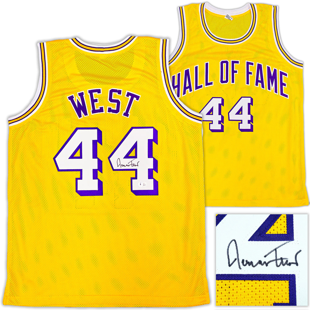 Los Angeles Lakers Jerry West Autographed Yellow Jersey Beckett BAS QR
