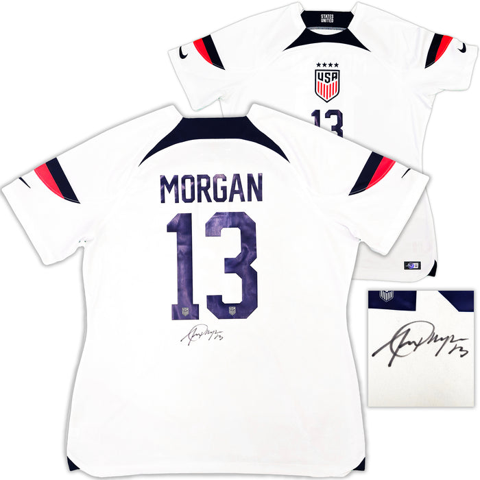 Team USA Alex Morgan Autographed White Nike Jersey Womens Size XL Beckett BAS Witness