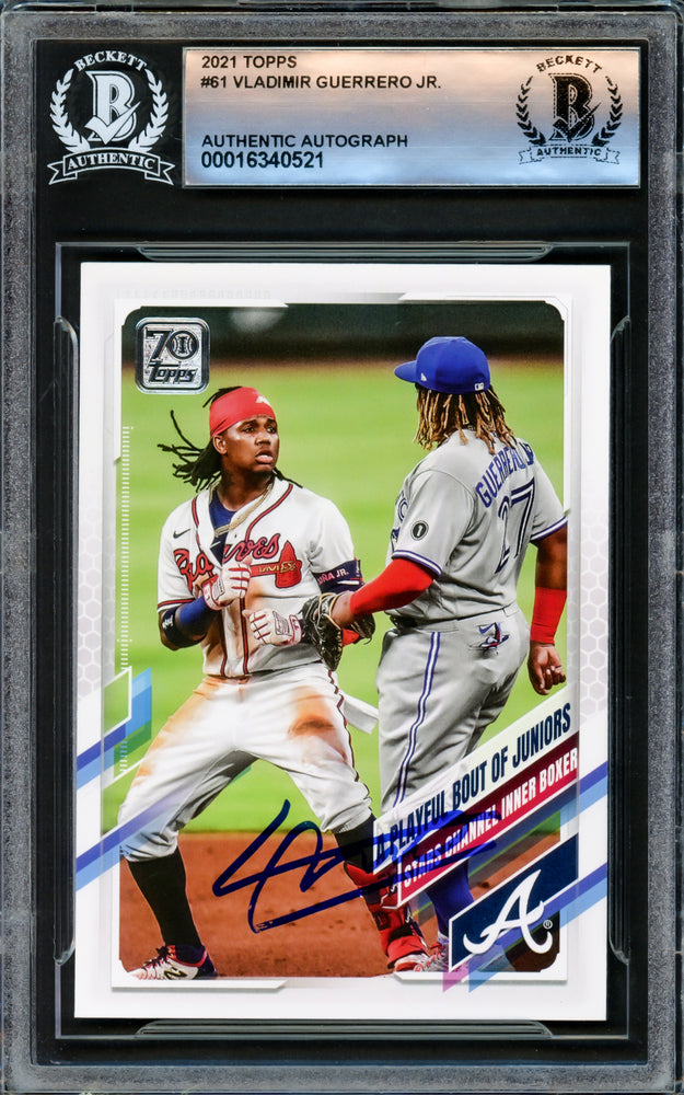 Vladimir Guerrero Jr. Autographed 2021 Topps Card #61 Toronto Blue Jays Beckett BAS