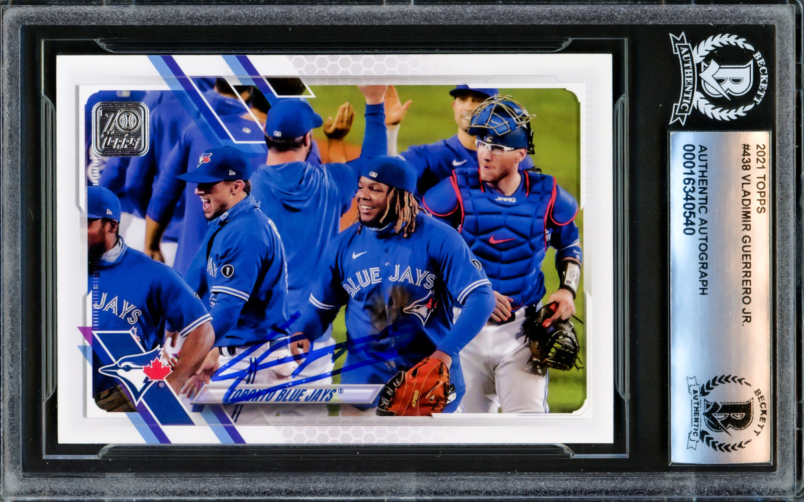 Vladimir Guerrero Jr. Autographed 2021 Topps Card #438 Toronto Blue Jays Beckett BAS