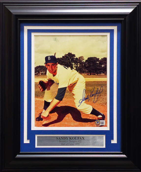 Sandy Koufax Autographed Framed 8x10 Photo Brooklyn Dodgers Auto Grade Gem Mint 10 Beckett BAS #AD43441