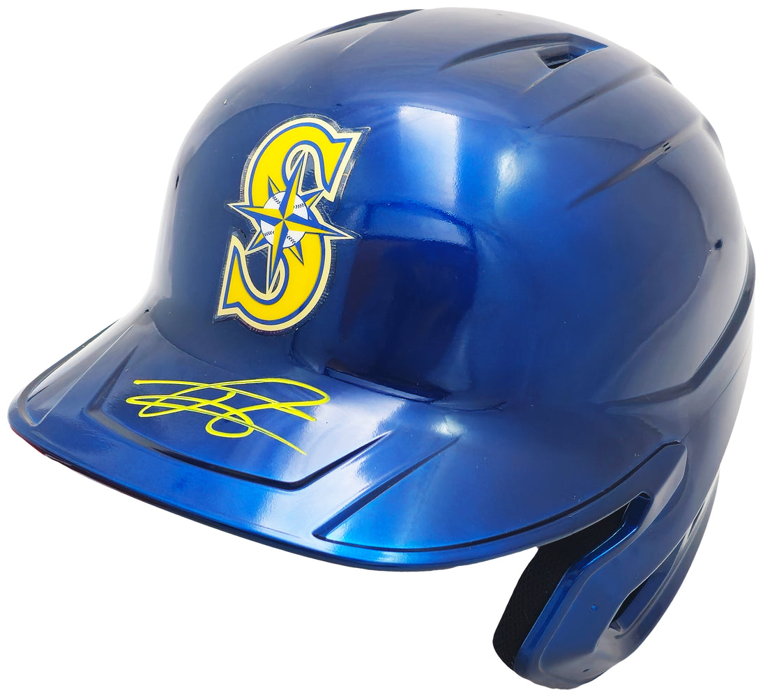 Julio Rodriguez Autographed Seattle Mariners Blue Mach Pro Replica Batting Helmet Fanatics and MLB Holo