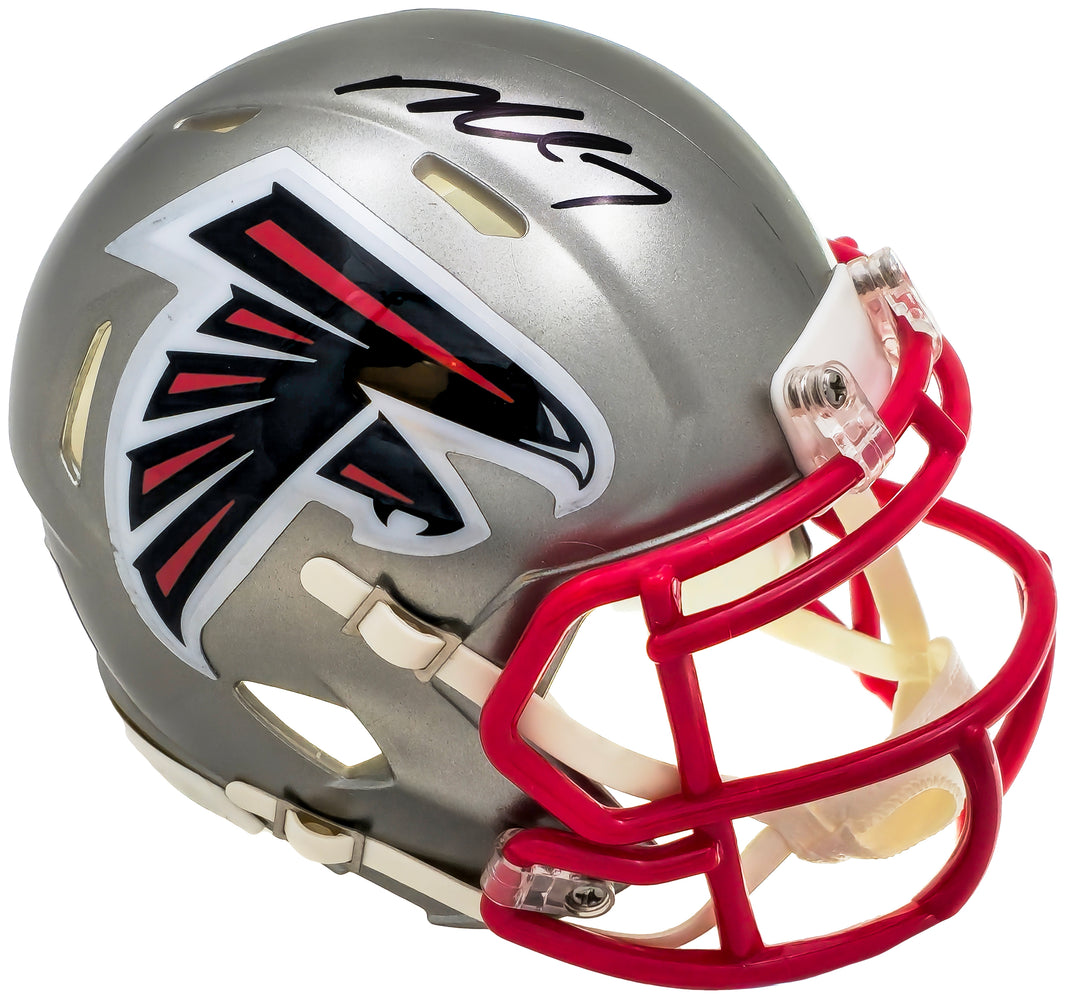Michael Vick Autographed Atlanta Falcons Flash Silver Speed Mini Helmet Beckett BAS Witness