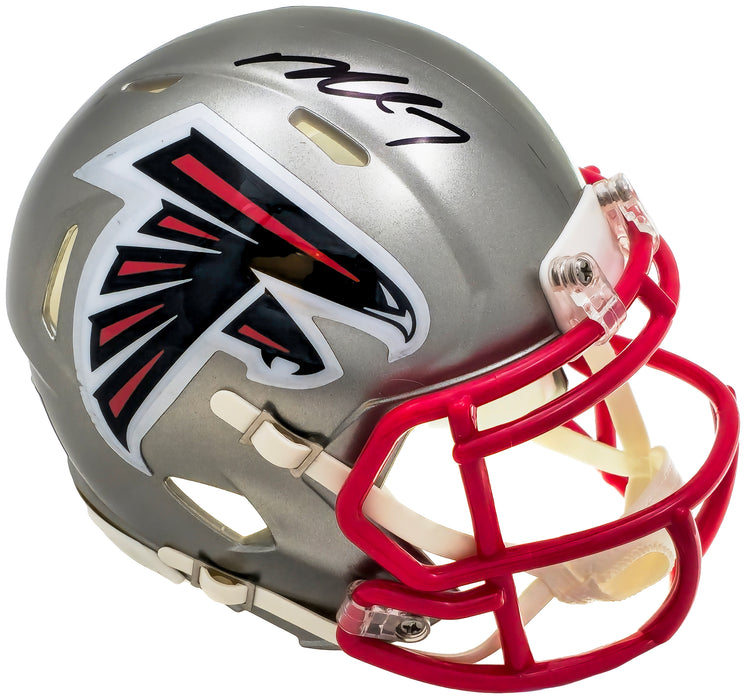 Michael Vick Autographed Atlanta Falcons Flash Silver Speed Mini Helmet Beckett BAS Witness