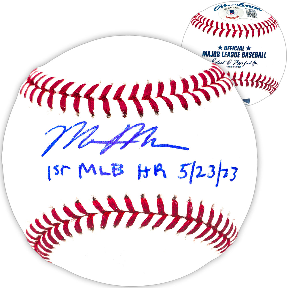 Matt McLain Autographed Official MLB Baseball Cincinnati Reds "1st MLB HR 5/23/23" Beckett BAS Witness