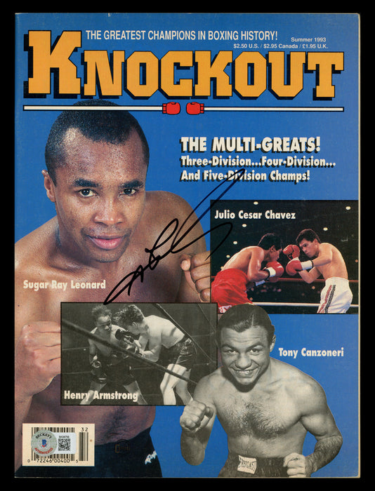 Sugar Ray Leonard Autographed KO Magazine Beckett BAS QR #BK08758