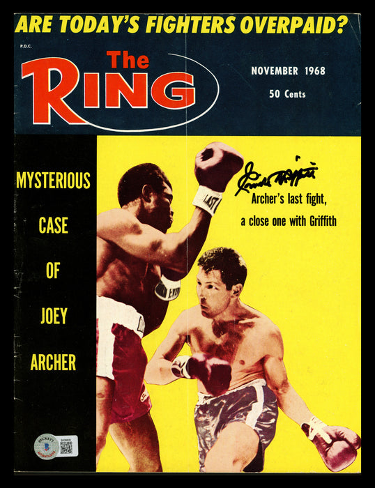 Emile Griffith Autographed Ring Magazine Beckett BAS QR #BK08820