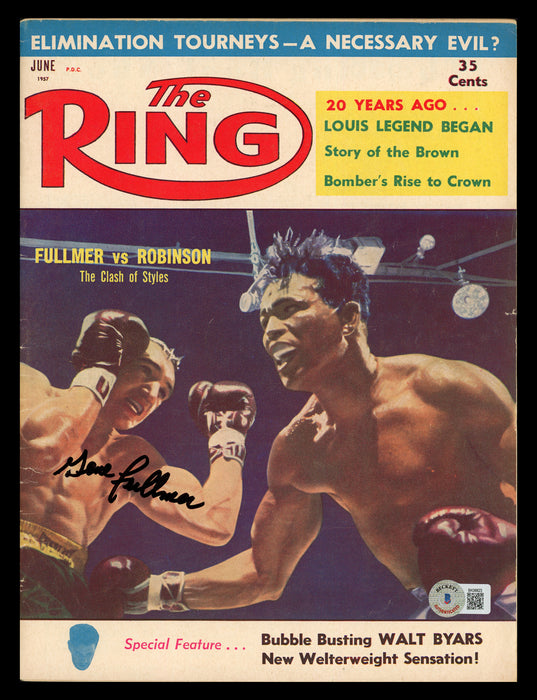 Gene Fullmer Autographed Ring Magazine Beckett BAS QR #BK08823