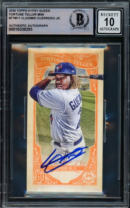 Vladimir Guerrero Jr. Autographed 2020 Topps Gypsy Queen Fortune Teller Card #FTM11 Toronto Blue Jays Auto Grade Gem Mint 10 Beckett BAS #16338293