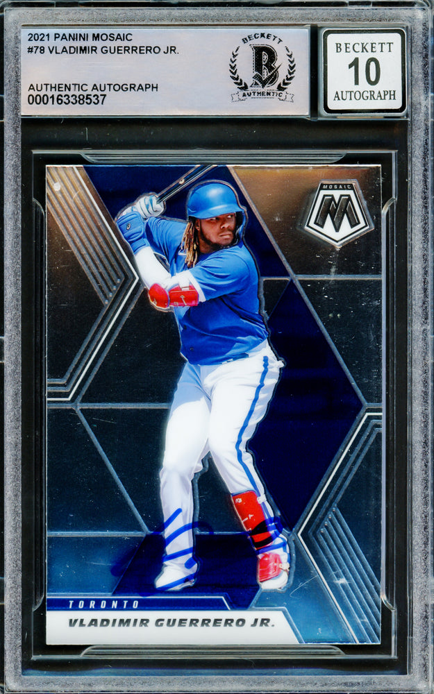 Vladimir Guerrero Jr. Autographed 2021 Panini Mosaic Card #78 Toronto Blue Jays Auto Grade Gem Mint 10 Beckett BAS #16338537