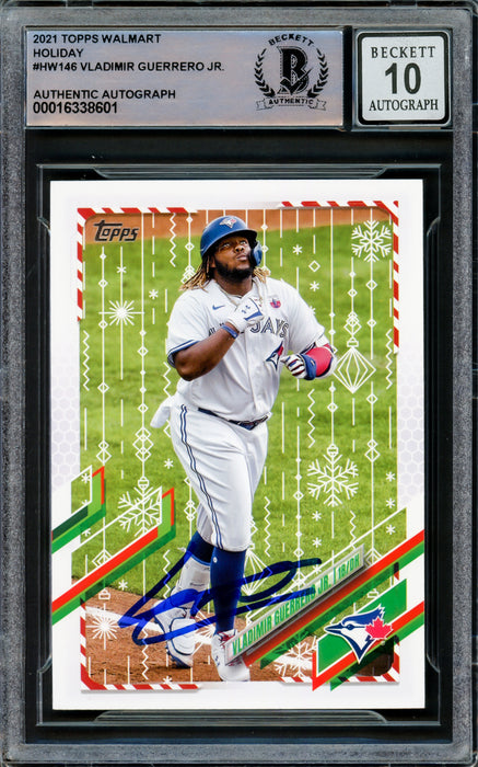 Vladimir Guerrero Jr. Autographed 2021 Topps Holiday Card #HW146 Toronto Blue Jays Auto Grade Gem Mint 10 Beckett BAS #16338601
