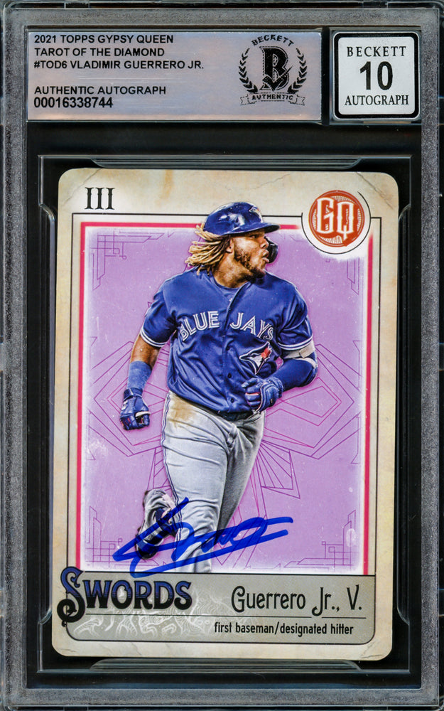 Vladimir Guerrero Jr. Autographed 2021 Topps Gypsy Queen Tarot of the Diamond Card #TOD-6 Toronto Blue Jays Auto Grade Gem Mint 10 Beckett BAS #16338744