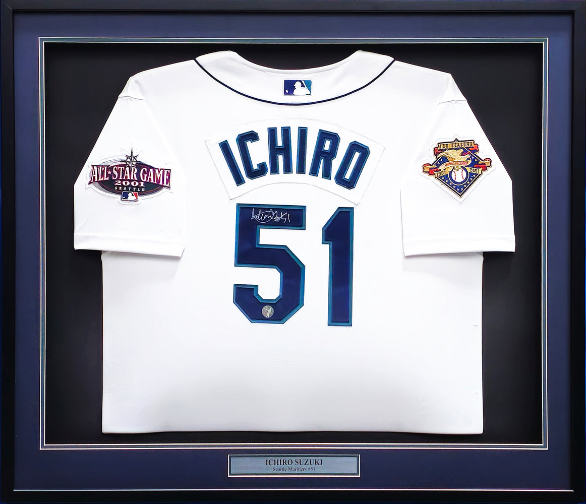 Seattle Mariners Ichiro Suzuki Autographed Framed White Authentic Mitchell & Ness Jersey IS Holo