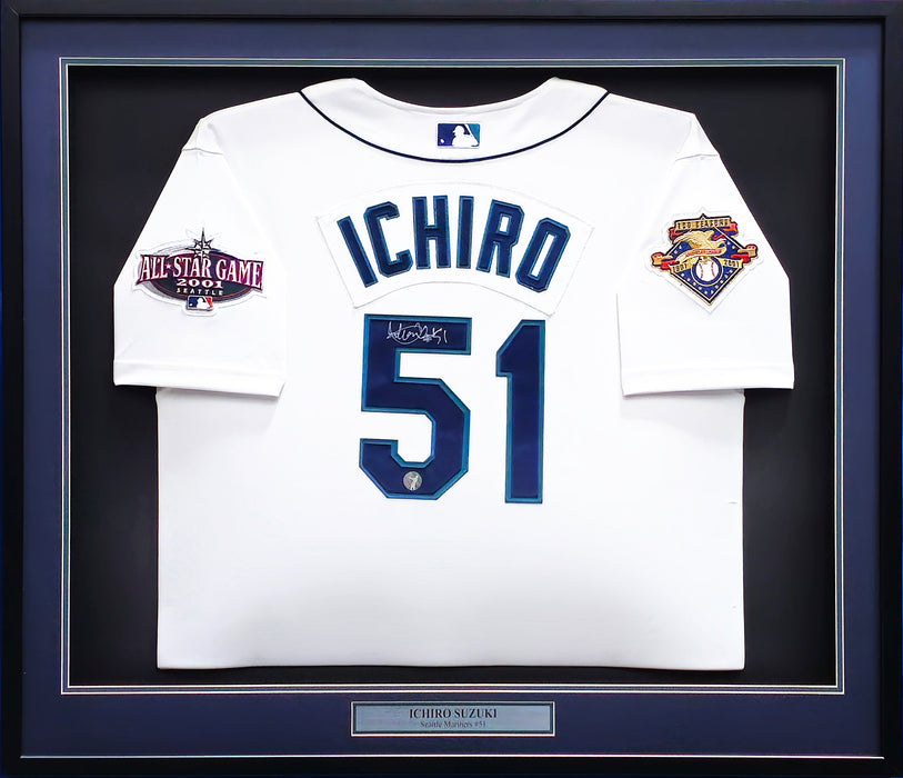 Seattle Mariners Ichiro Suzuki Autographed Framed White Authentic Mitchell & Ness Jersey IS Holo