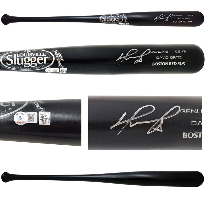 David Ortiz Autographed Black Louisville Slugger Player Model C243 Baseball Bat Boston Red Sox Beckett BAS Witness
