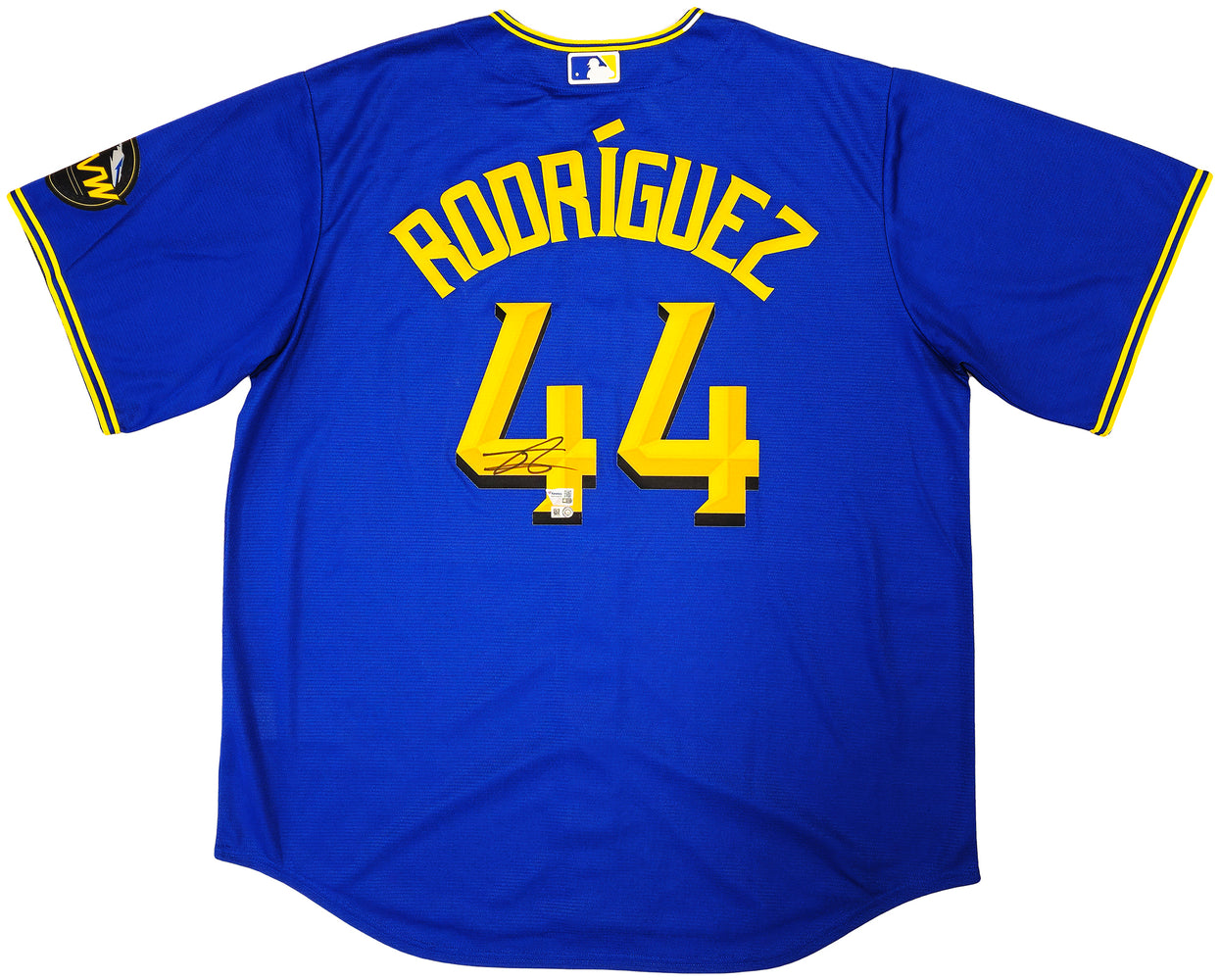 Seattle Mariners Julio Rodriguez Autographed Blue Nike City Connect Jersey Size XL Fanatics and MLB Holo