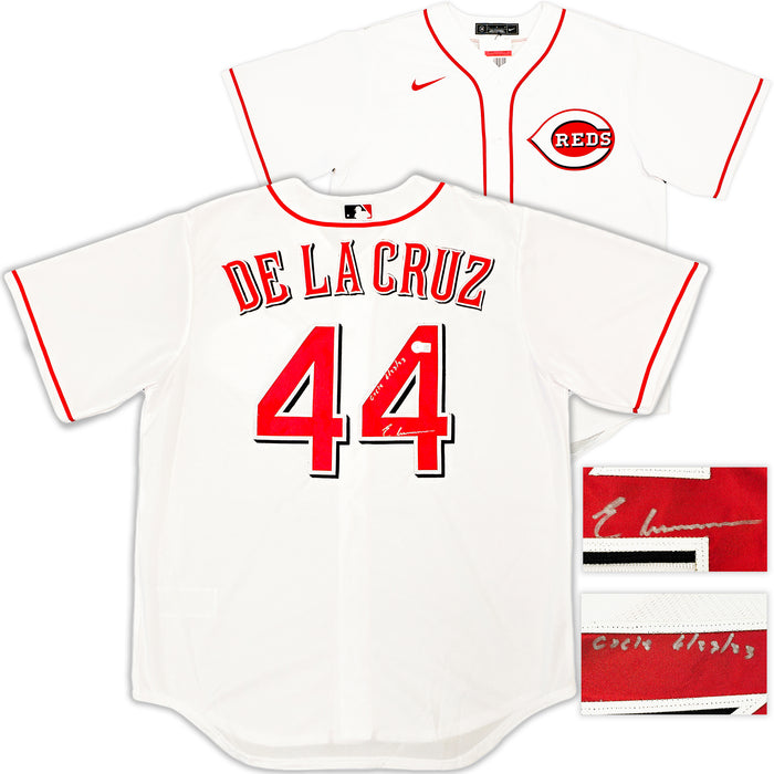 Cincinnati Reds Elly De La Cruz Autographed White Nike Jersey Size L "Cycle 6/23/23" Beckett BAS Witness
