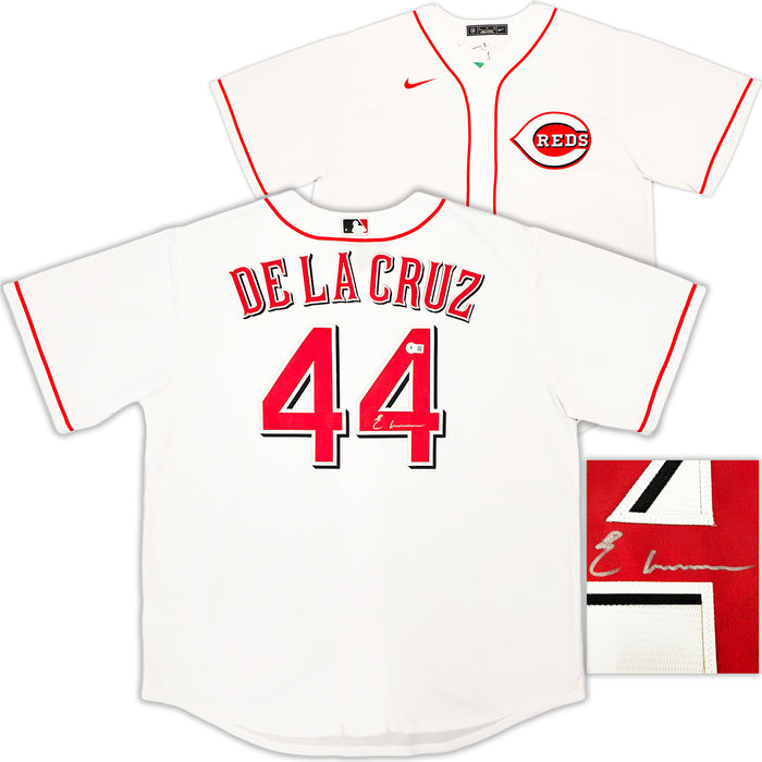 Cincinnati Reds Elly De La Cruz Autographed White Nike Jersey Size XL Beckett BAS Witness