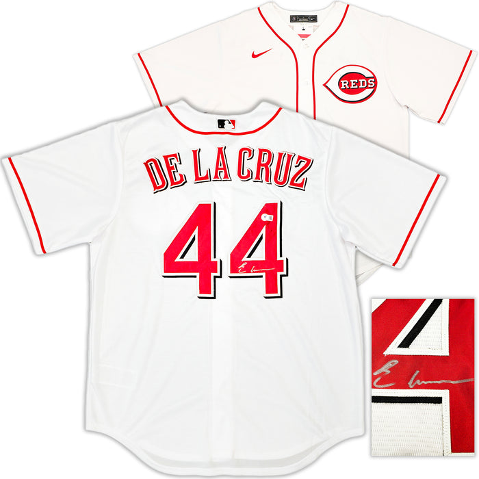 Cincinnati Reds Elly De La Cruz Autographed White Nike Jersey Size L Beckett BAS Witness