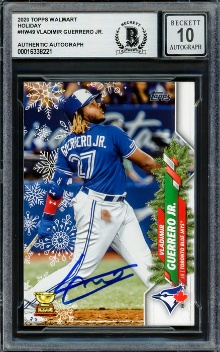 Vladimir Guerrero Jr. Autographed 2020 Topps Holiday Card #HW49 Toronto Blue Jays Auto Grade Gem Mint 10 Beckett BAS