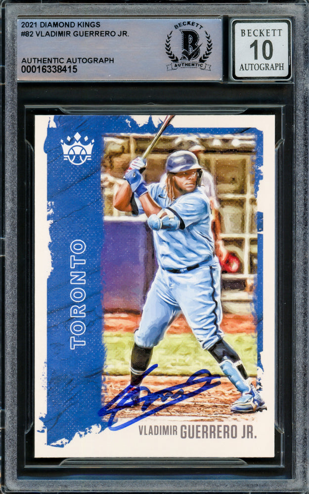 Vladimir Guerrero Jr. Autographed 2021 Donruss Diamond Kings Card #82 Toronto Blue Jays Auto Grade Gem Mint 10 Beckett BAS
