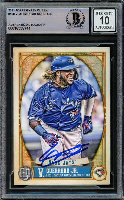 Vladimir Guerrero Jr. Autographed 2021 Topps Gypsy Queen Card #198 Toronto Blue Jays Auto Grade Gem Mint 10 Beckett BAS