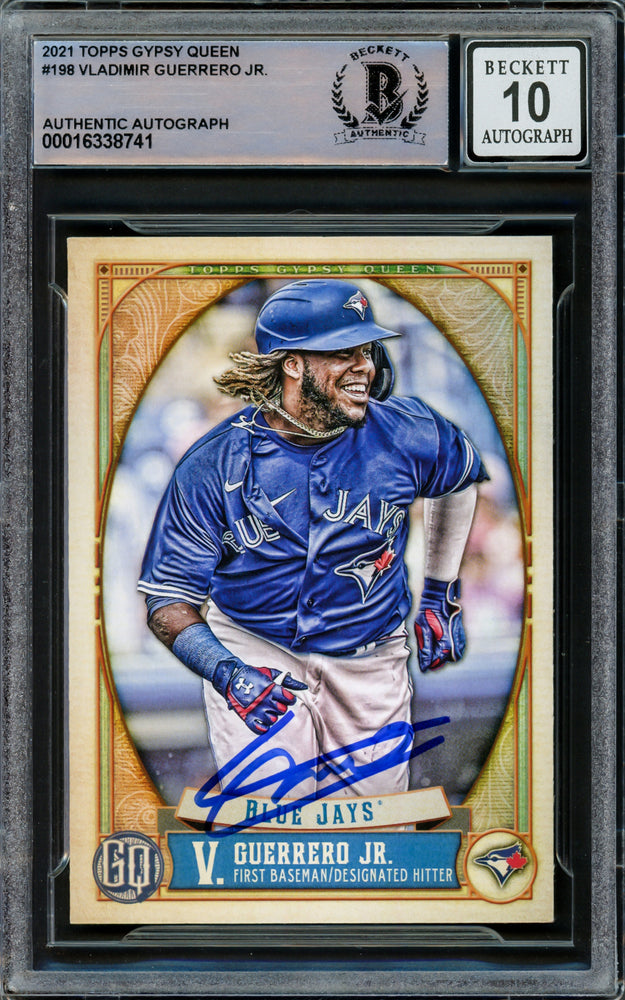 Vladimir Guerrero Jr. Autographed 2021 Topps Gypsy Queen Card #198 Toronto Blue Jays Auto Grade Gem Mint 10 Beckett BAS