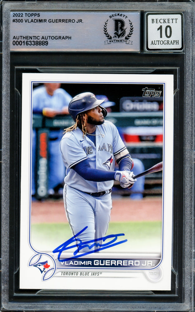 Vladimir Guerrero Jr. Autographed 2022 Topps Card #300 Toronto Blue Jays Auto Grade Gem Mint 10 Beckett BAS