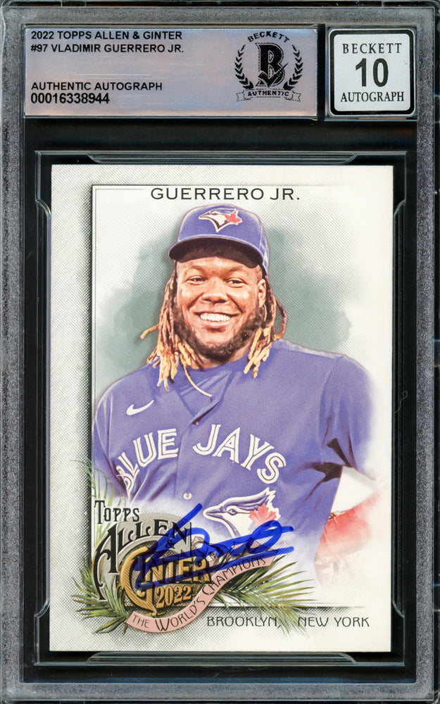 Vladimir Guerrero Jr. Autographed 2022 Topps Allen & Ginter Card #97 Toronto Blue Jays Auto Grade Gem Mint 10 Beckett BAS