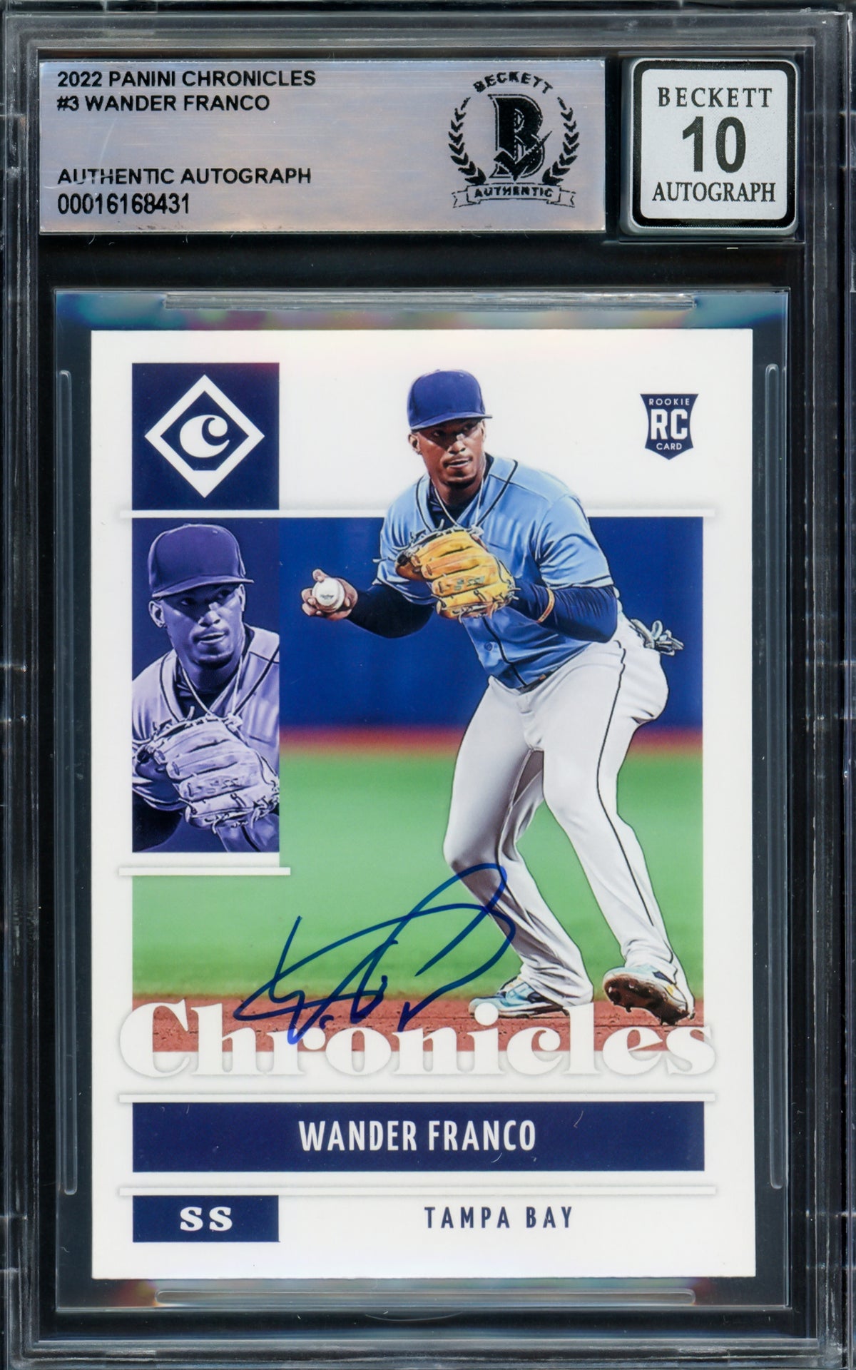 Wander Franco Rarest Card Wander Franco Autographed 2022 Panini Chronicles Rookie Card #3 Tampa — RSA