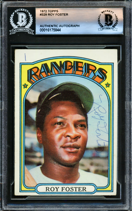 Roy Foster Autographed 1972 Topps Card #329 Texas Rangers Beckett BAS #16175844