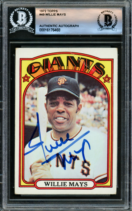 Willie Mays Autographed 1972 Topps Card #49 San Francisco Giants Beckett BAS #16176468