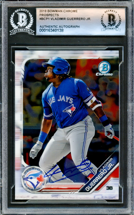 Vladimir Guerrero Jr. Autographed 2019 Bowman Chrome Card #BCP1 Toronto Blue Jays Beckett BAS #16340138