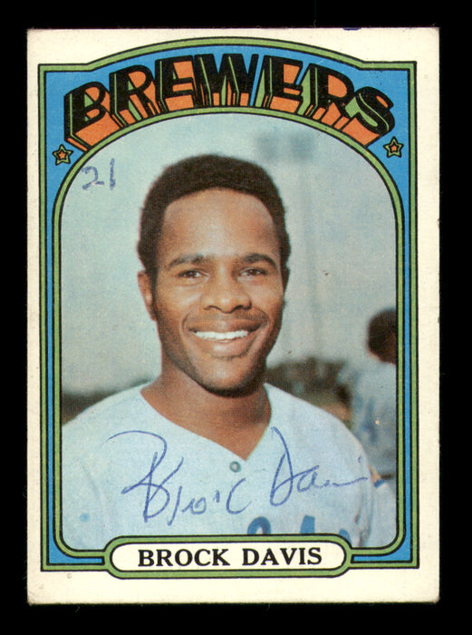 Brock Davis Autographed 1972 Topps Card #161 Milwaukee Brewers