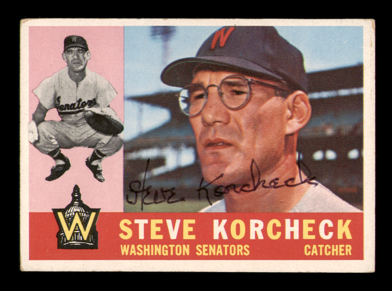 Steve Korcheck Autographed 1960 Topps Card #56 Washington Senators