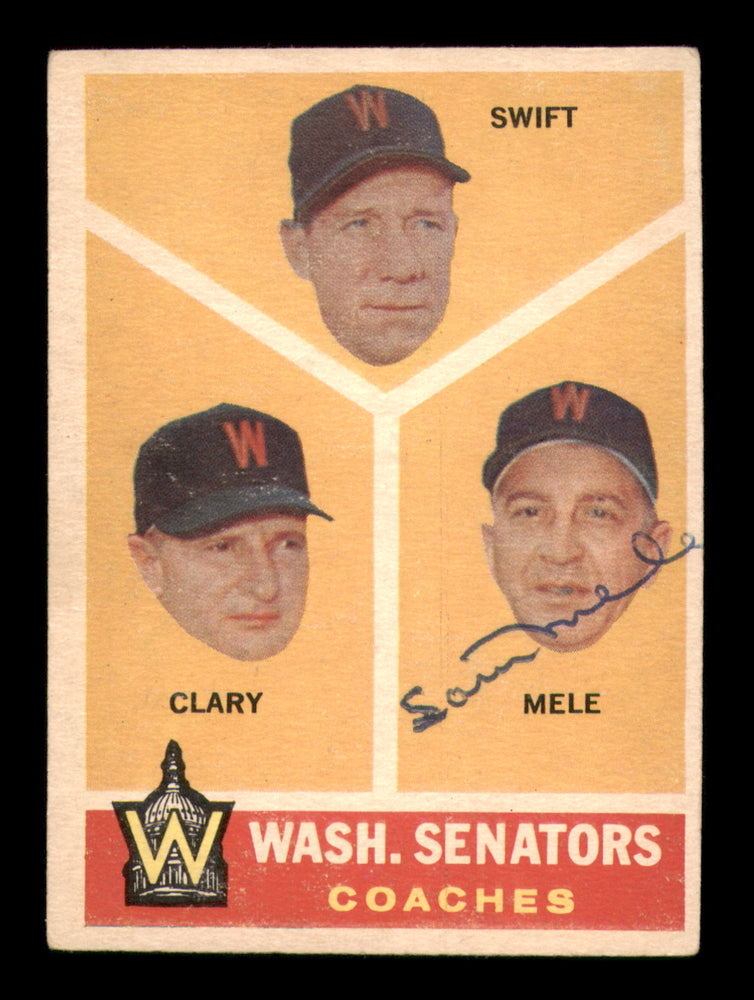 Sam Mele Autographed 1960 Topps Card #470 Washington Senators