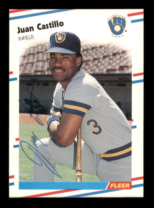 Juan Castillo Autographed 1988 Fleer Card #159 Milwaukee Brewers