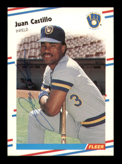 Juan Castillo Autographed 1988 Fleer Card #159 Milwaukee Brewers