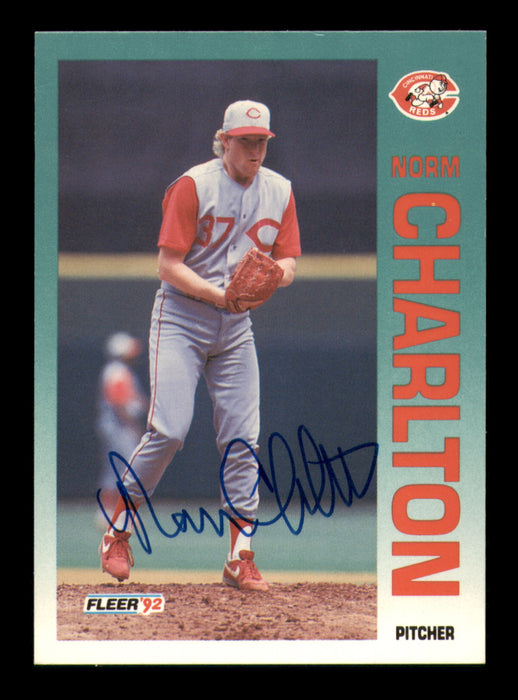Norm Charlton Autographed 1992 Fleer Card #402 Cincinnati Reds