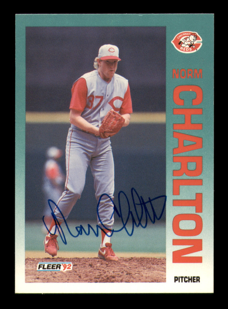 Norm Charlton Autographed 1992 Fleer Card #402 Cincinnati Reds